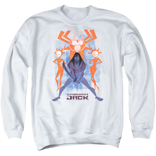 Samurai Jack Versus Evil White Crewneck Sweatshirt