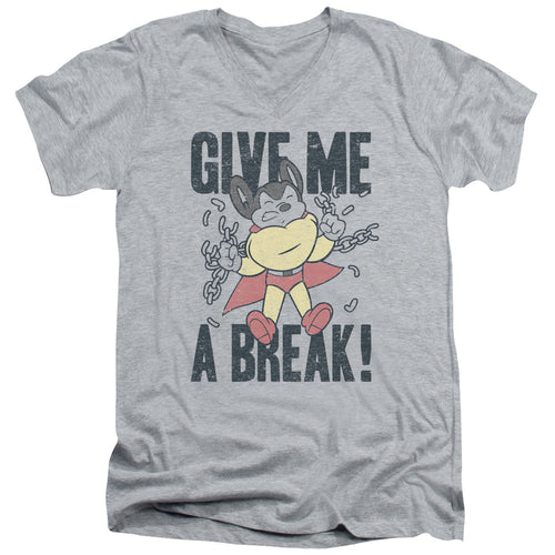 Mighty Mouse Give Me a Break V-Neck T-Shirt