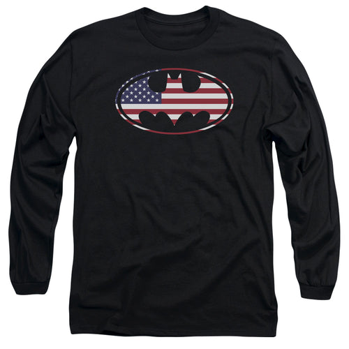 Batman American Flag Oval Long Sleeve T-Shirt