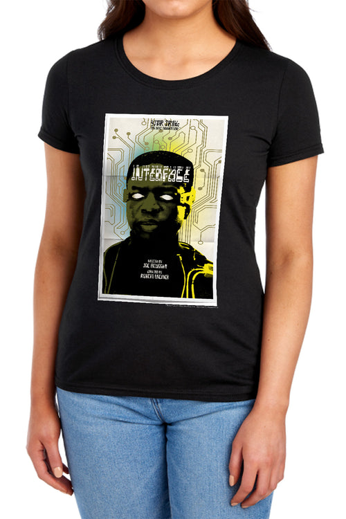 Star Trek Interface Black Womens T-Shirt