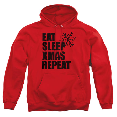 Christmas Eat Sleep Xmas Repeat Red Pullover Hoodie
