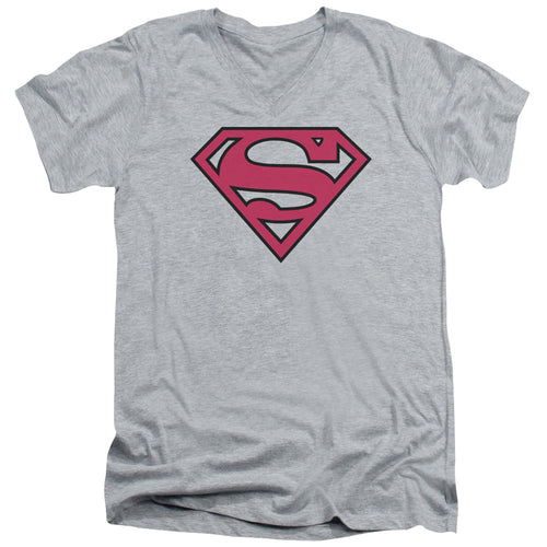 Superman Red & Black Shield Athletic Heather V-Neck T-Shirt