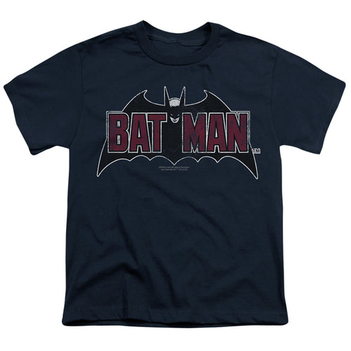 The Batman Vintage Bat Logo on Navy Youth/Toddler T-Shirt