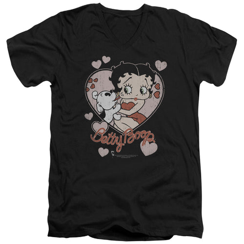 Betty Boop Classic Kiss Faded Heart V-Neck T-Shirt