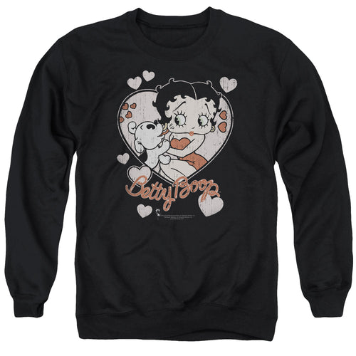 Betty Boop Classic Kiss Faded Heart Crewneck Sweatshirt