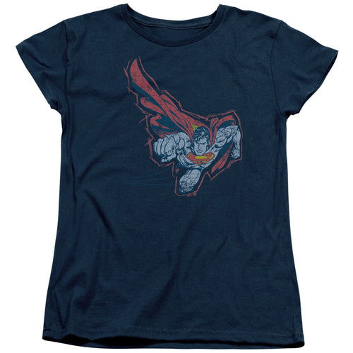 Superman Scribble & Soar Navy Womens T-Shirt