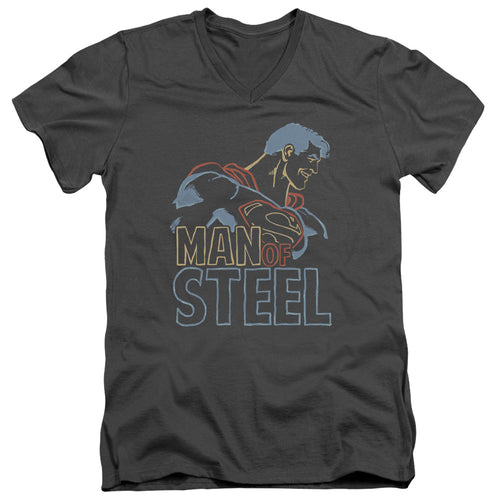 Superman Colored Lines V-Neck T-Shirt