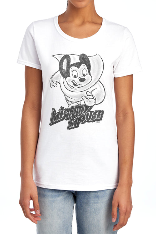 Mighty Mouse Mighty Sketch Womens T-Shirt
