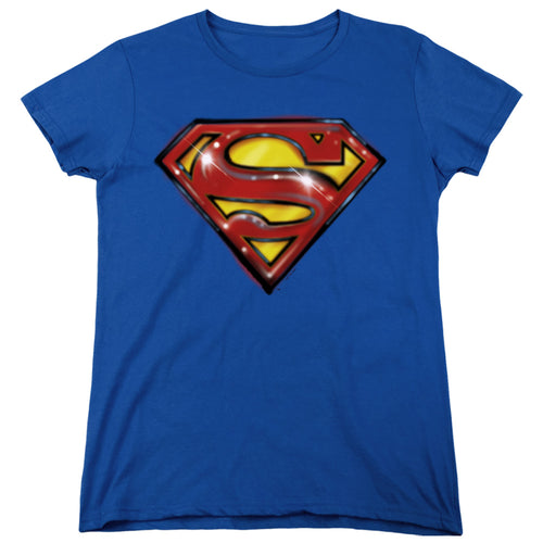 Superman Airbrush Logo Womens T-Shirt
