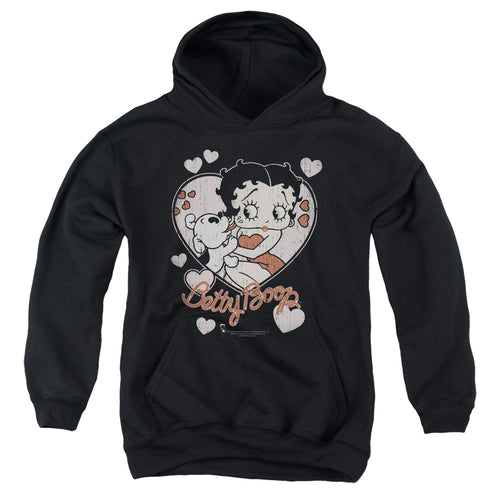 Betty Boop Classic Kiss Faded Heart Youth Hoodie