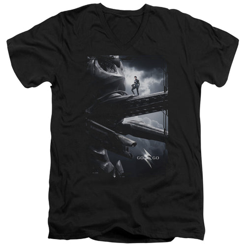 Mighty Morphin Power Rangers: The Movie Black Zord Poster V-Neck T-Shirt