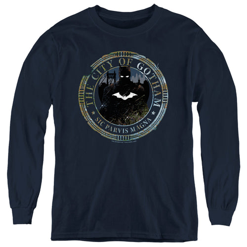 The Batman Gotham Seal Monochrome Youth Long Sleeve T-Shirt