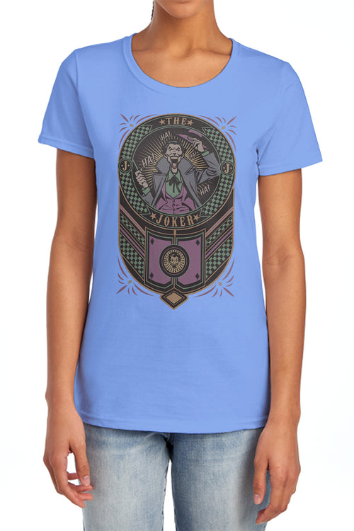 Batman Joker Checkered Sign Womens T-Shirt