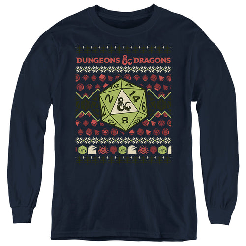 Dungeons & Dragons 20-sided Dice Ugly Christmas Youth Long Sleeve T-Shirt