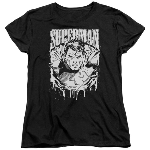 Superman Super Metal Womens T-Shirt