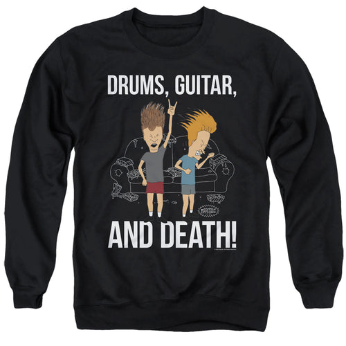 Beavis and Butthead Drums, Guitar, And Death Crewneck Sweatshirt