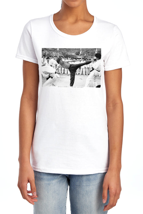 Bruce Lee Kick to the Head Womens T-Shirt
