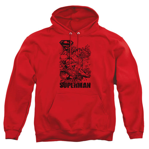 Superman Breaking Chains Line Art Pullover Hoodie
