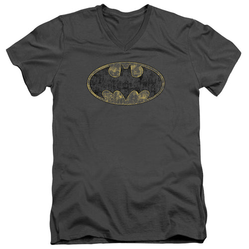 Batman Tattered Logo V-Neck T-Shirt