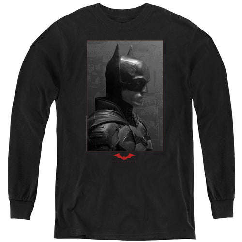 The Batman Worn Portrait Youth Long Sleeve T-Shirt