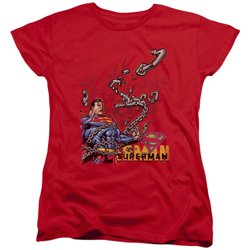 Superman Breaking Chains Womens T-Shirt