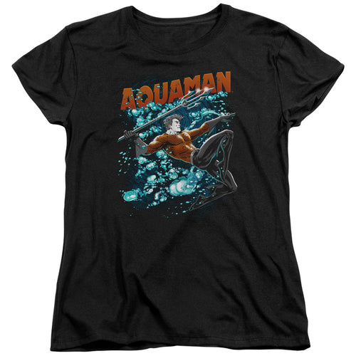 Justice League Aqua Bubbles Womens T-Shirt