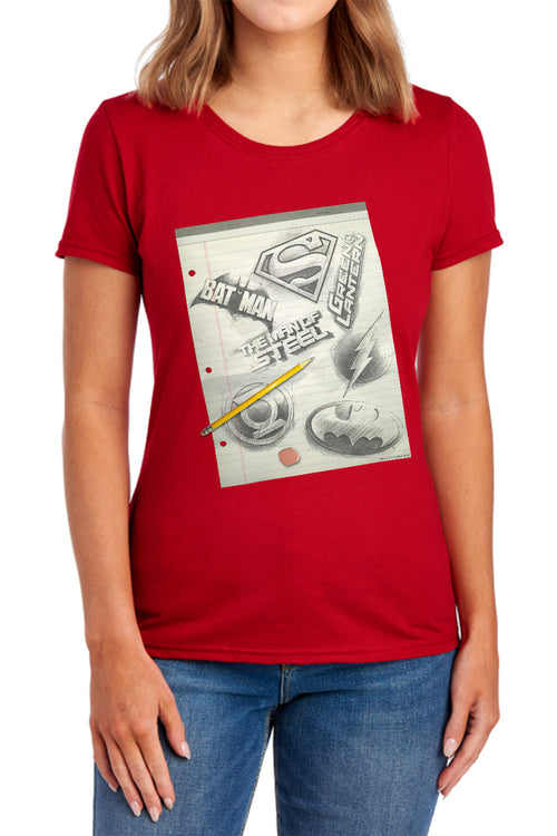DC Comics Logo Note Paper Womens T-Shirt