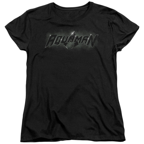 Justice League Aquaman Title Womens T-Shirt