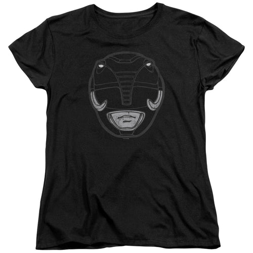 Mighty Morphin Power Rangers Black Ranger Mask Womens T-Shirt