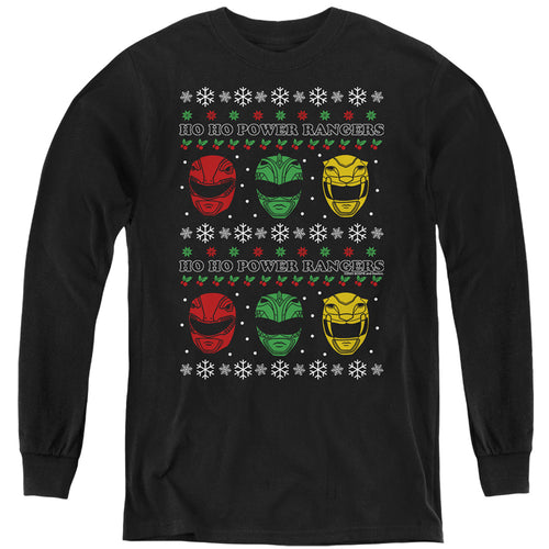 Mighty Morphin Power Rangers Ho Ho Power Rangers Ugly Christmas Youth Long Sleeve T-Shirt
