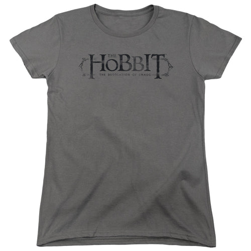 The Hobbit Ornate Logo Charcoal Womens T-Shirt