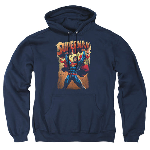 Superman Lift Up Navy Pullover Hoodie