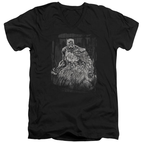 Batman Pencilled Rain V-Neck T-Shirt