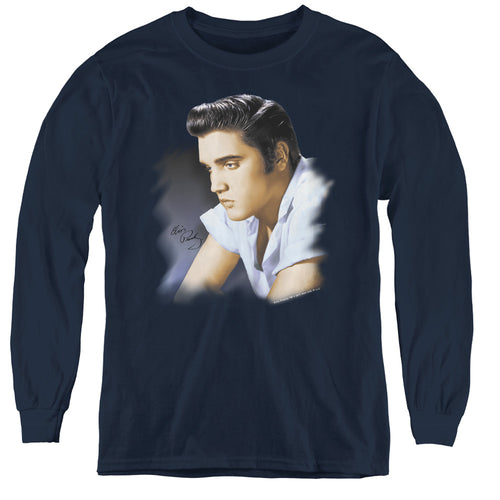Elvis Presley Blue Profile Youth Long Sleeve T-Shirt