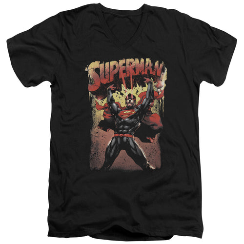Superman Lift Up Black V-Neck T-Shirt