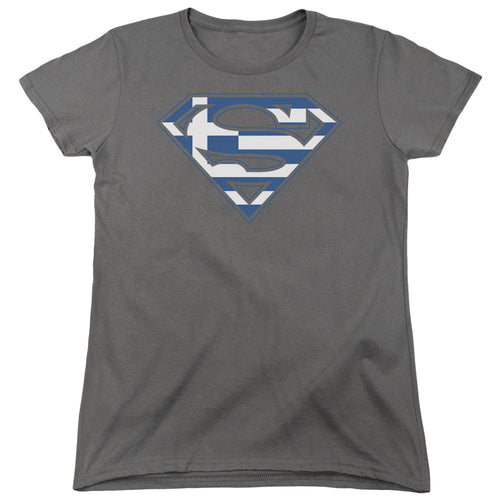 Superman Greek Shield Womens T-Shirt