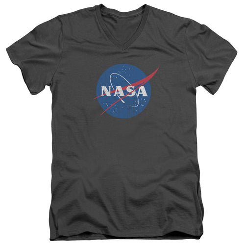 NASA Meatball Logo Distressed V-Neck T-Shirt