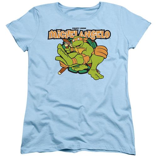 Teenage Mutant Ninja Turtles Party Dude Michelangelo Womens T-Shirt