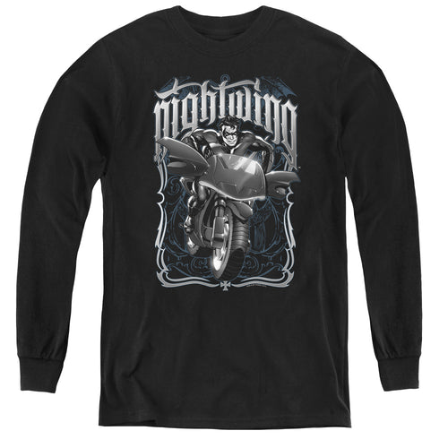 Batman Nightwing Biker Youth Long Sleeve T-Shirt