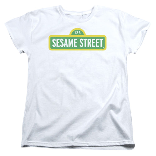Sesame Street Logo White Womens T-Shirt
