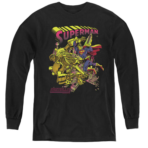 Superman Versus Metallo Blacklight Youth Long Sleeve T-Shirt