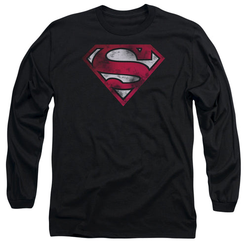 Superman War Torn Shield Long Sleeve T-Shirt