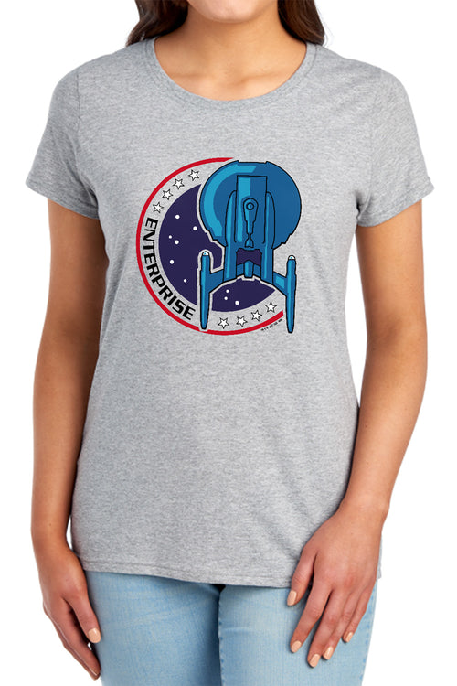 Star Trek Enterprise Patch Grey Womens T-Shirt