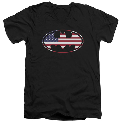 Batman American Flag Oval V-Neck T-Shirt