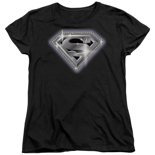 Superman Bling Shield Womens T-Shirt