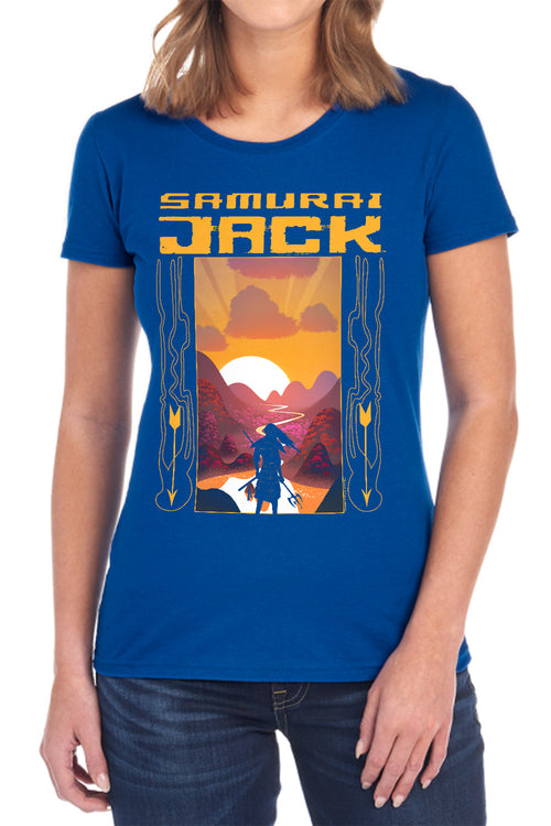 Samurai Jack Sunrise Black Womens T-Shirt