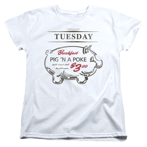 Supernatural Mystery Spot Pig 'n a Poke Womens T-Shirt