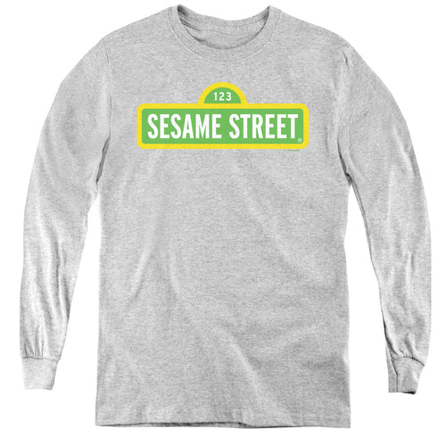 Sesame Street Logo Athletic Heather Youth Long Sleeve T-Shirt