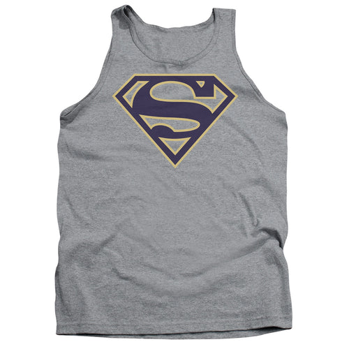 Superman Navy & Gold Shield Athletic Heather Tank Top