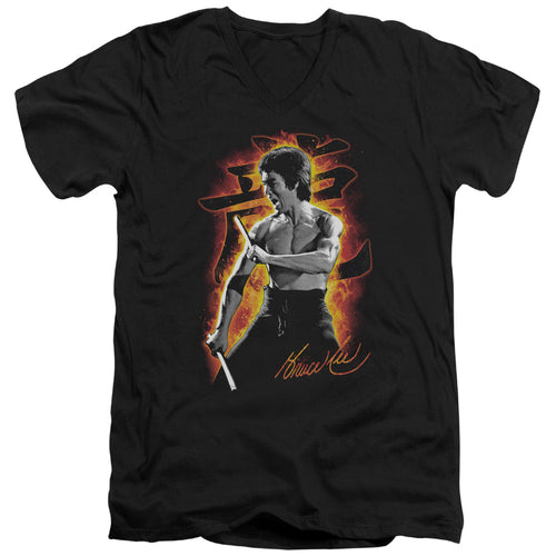 Bruce Lee Dragon Fire V-Neck T-Shirt
